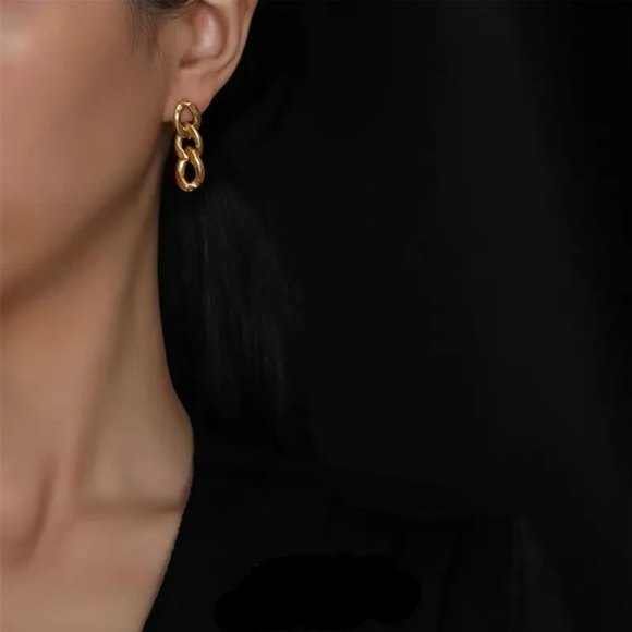 Twisted Ring Chain Earrings - Picture 2 of 4